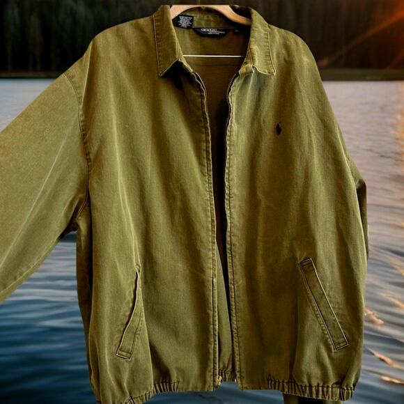 VTG 90s Polo Ralph Lauren Duck Canvas jacket Green Utility Chore Coat Preppy XL - Picture 1 of 16